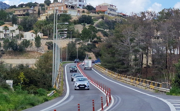 New road bridge near Pantanassa in Crete with modern driving route