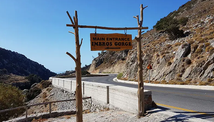 Imbros Gorge main entrance sign Crete