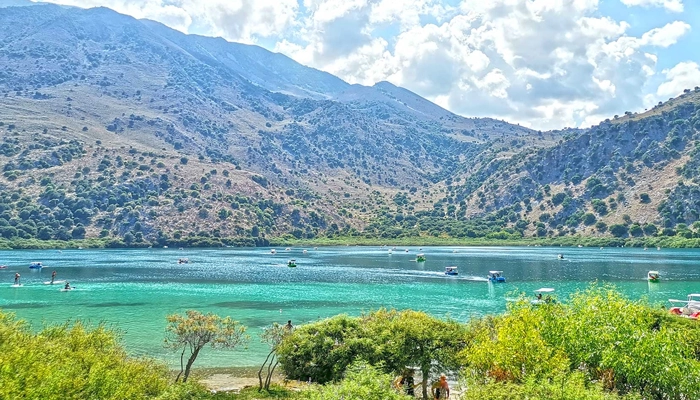 Pedal boats on Kournas Lake in Crete