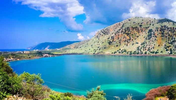 Kournas Lake panoramic view in Crete