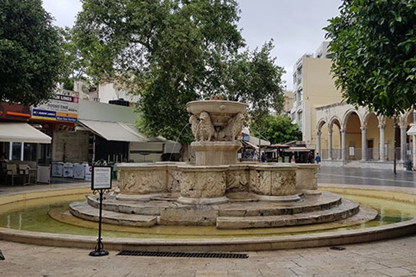 lion fountain Heraklion Morosini Square Crete landmark