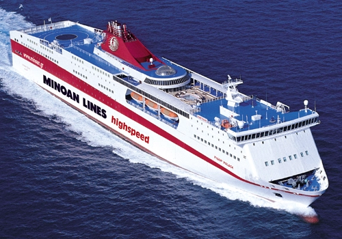 Minoan Lines ferry sailing in the Aegean Sea Greece