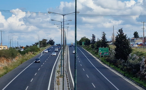 New road near Heraklion Airport in Crete leading towards Arkadi Monastery