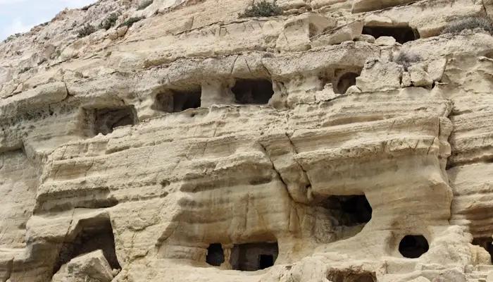 Matala hippie caves close up view in Crete during Matala Odigitria day trip with Car and Travel